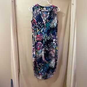 ⚫️ BOGO Cupio Blue and Pink Floral Tank Dress Size Small Colourful Tropical